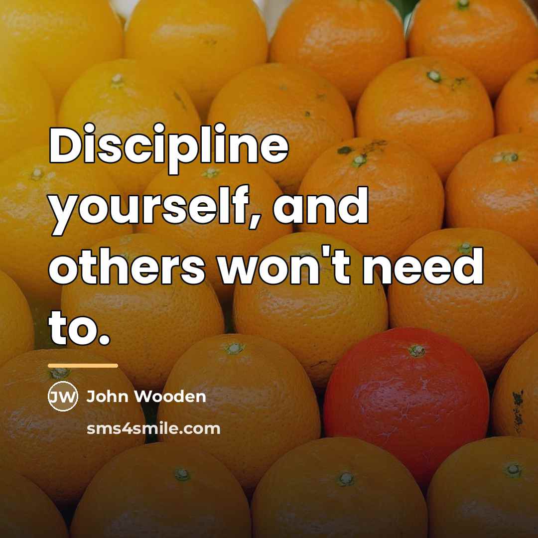 “Discipline yourself, and others won't need to.…” quote by John Wooden