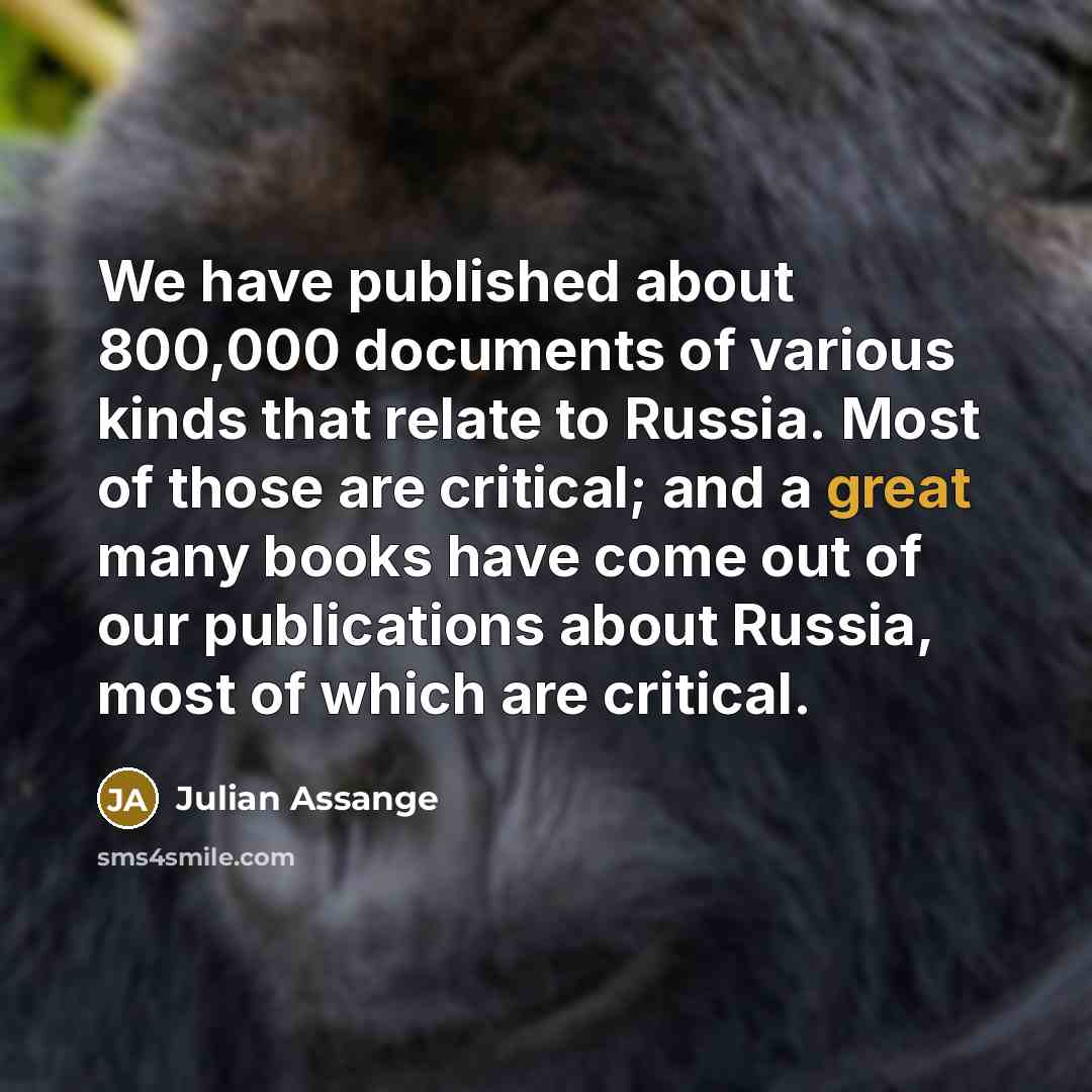 “We have published about 800,000 documents of various kinds that…” quote by Julian Assange