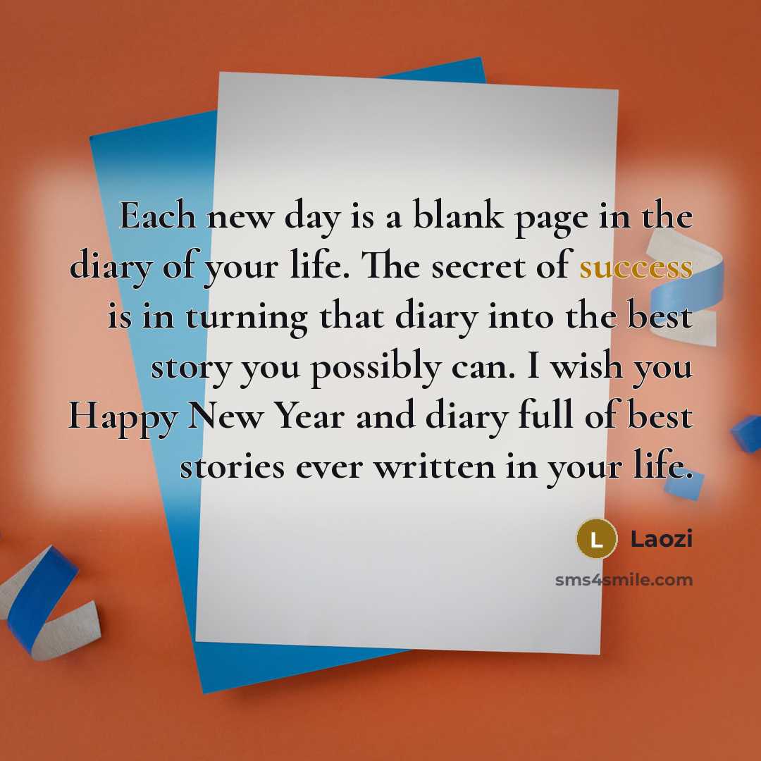 “Each new day is a blank page in the diary…” quote by Laozi
