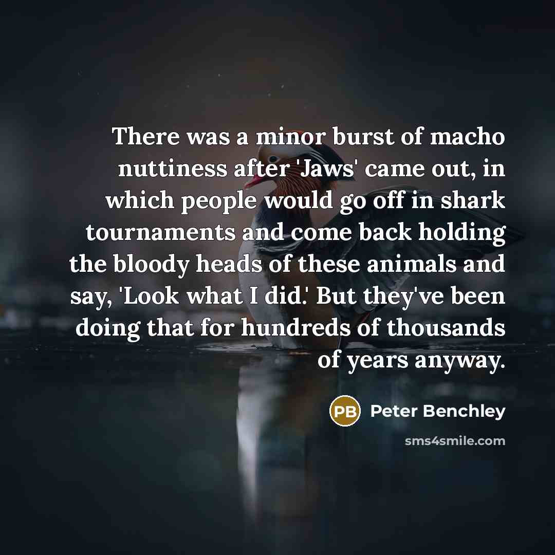 “There was a minor burst of macho nuttiness after 'Jaws'…” quote by Peter Benchley