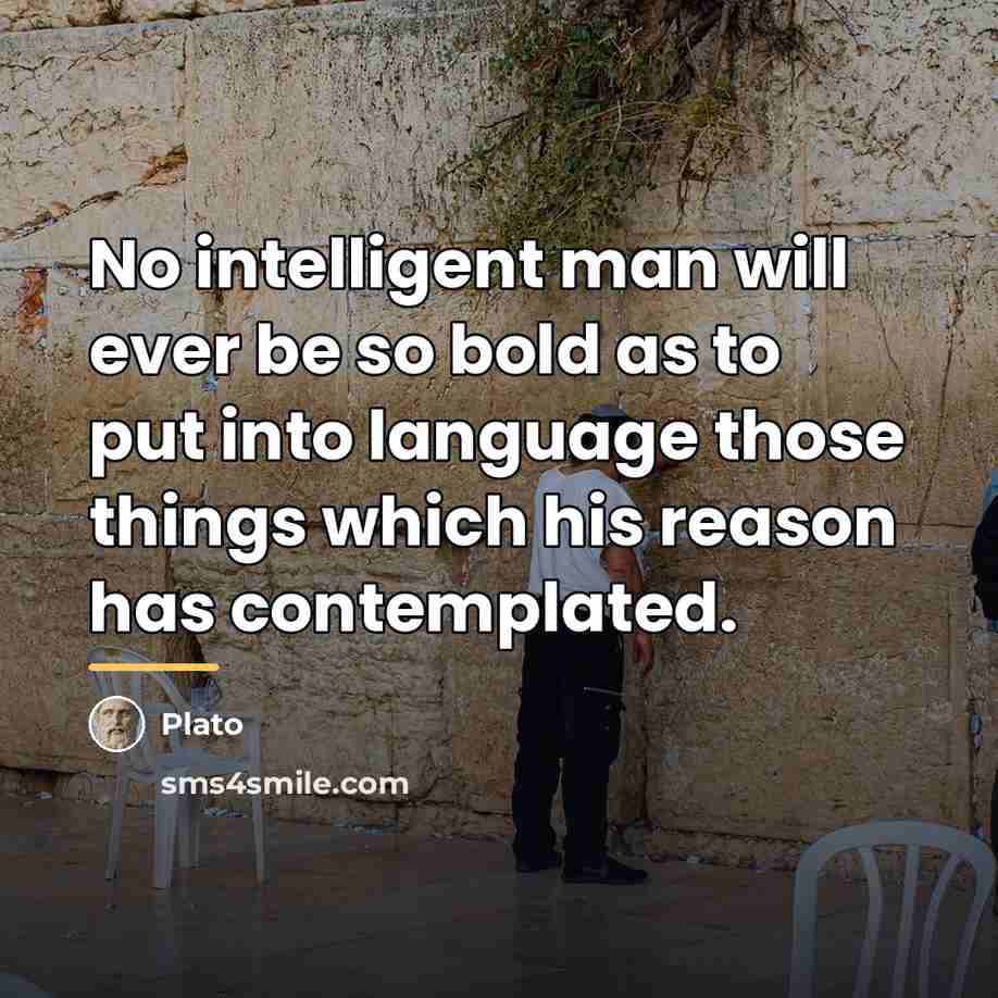 “No intelligent man will ever be so bold as to…” quote by Plato