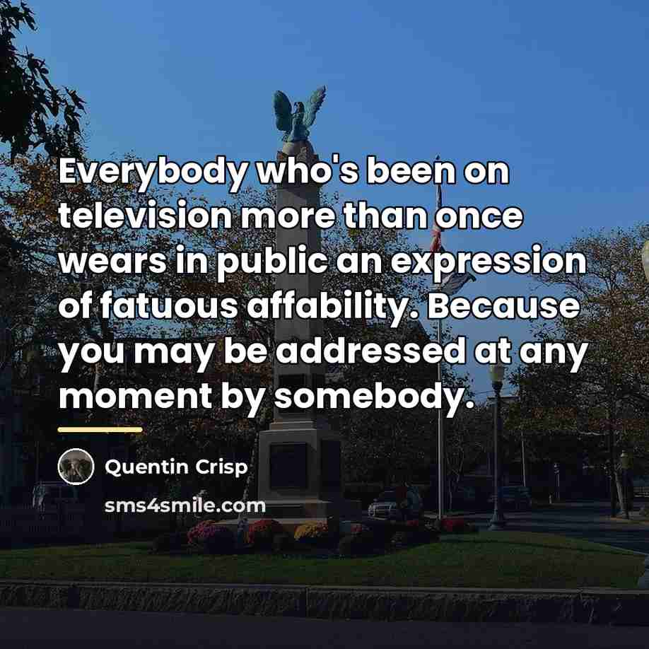 “Everybody who's been on television more than once wears in…” quote by Quentin Crisp