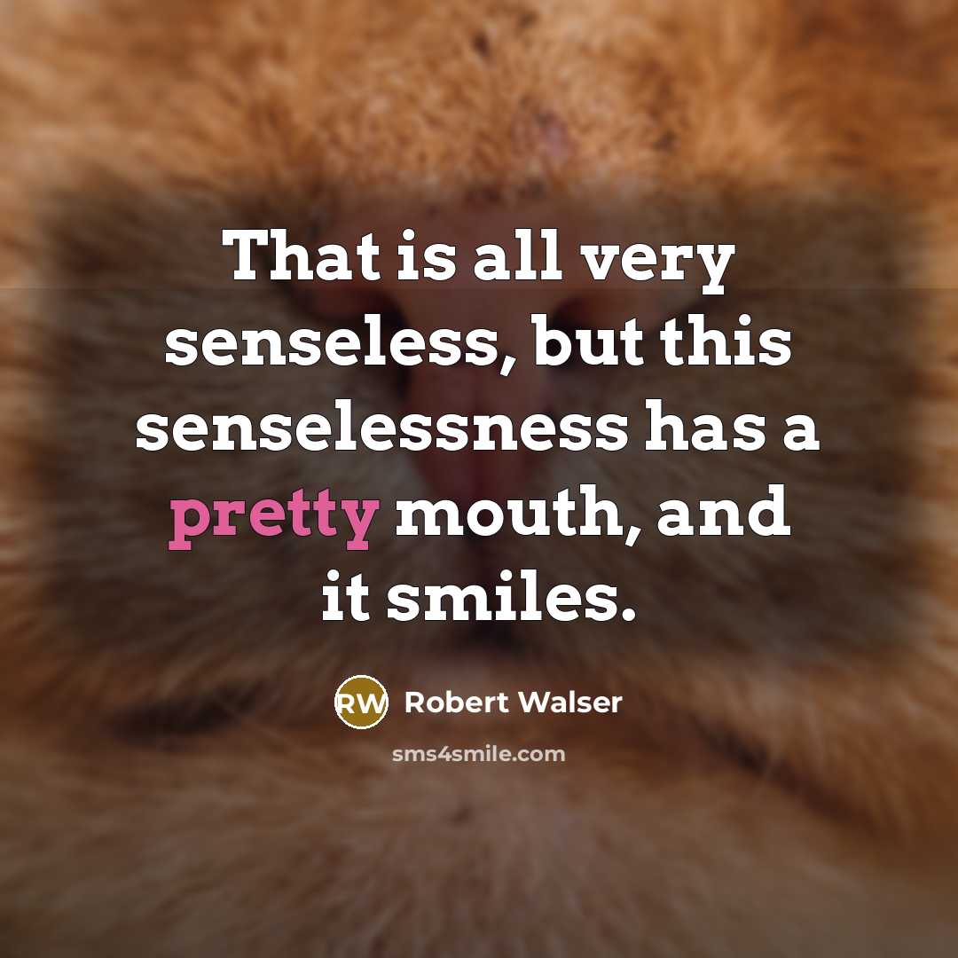“That is all very senseless, but this senselessness has a…” quote by Robert Walser