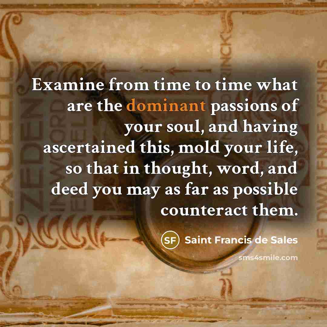“Examine from time to time what are the dominant passions…” quote by Saint Francis de Sales