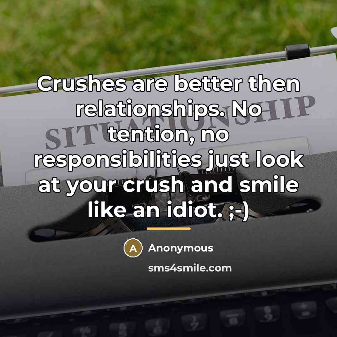 “Crushes are better then relationships. No tention, no responsibilities just…” quote by Anonymous
