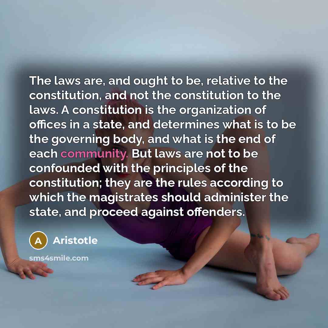 “The laws are, and ought to be, relative to the…” quote by Aristotle