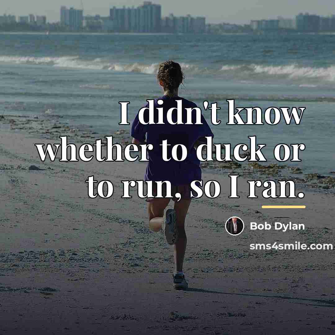 “I didn't know whether to duck or to run, so…” quote by Bob Dylan
