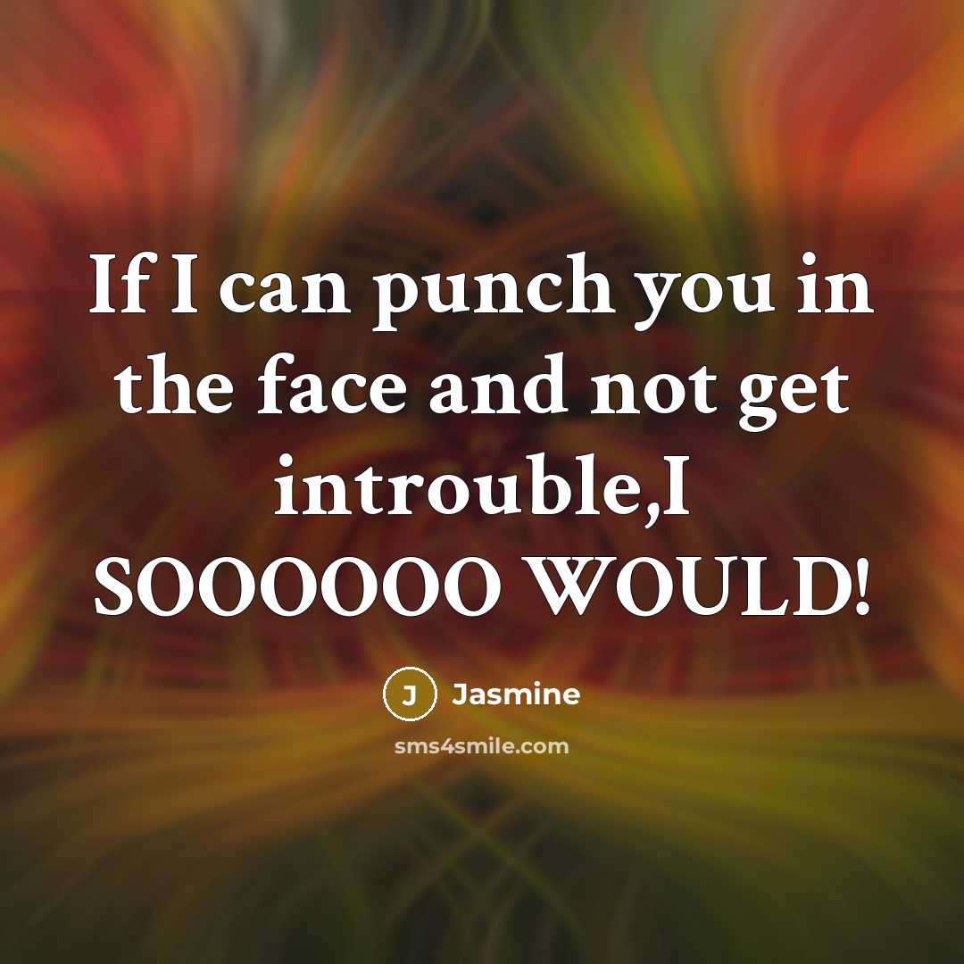 “If I can punch you in the face and not…” quote by Jasmine