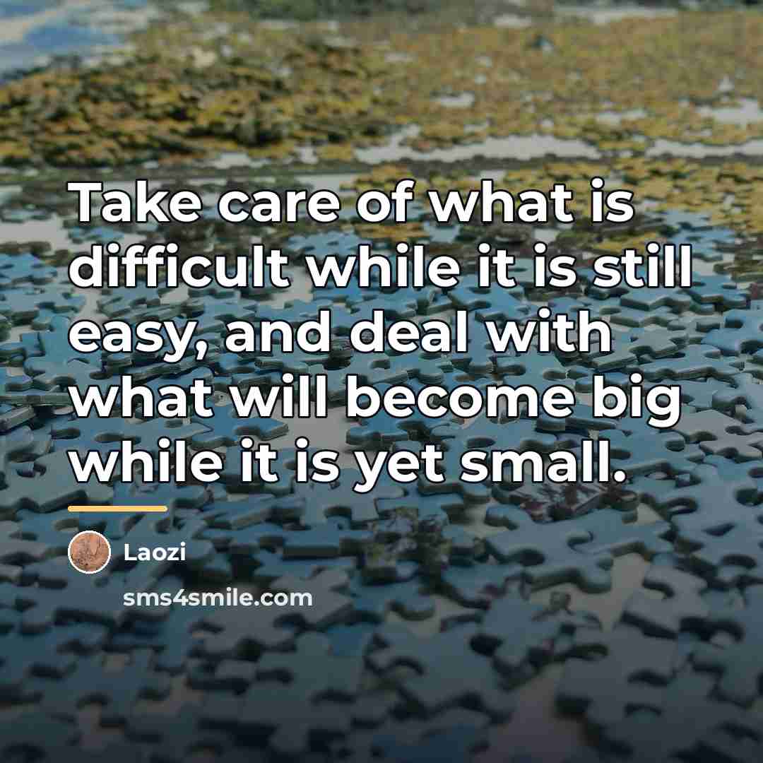 “Take care of what is difficult while it is still…” quote by Laozi