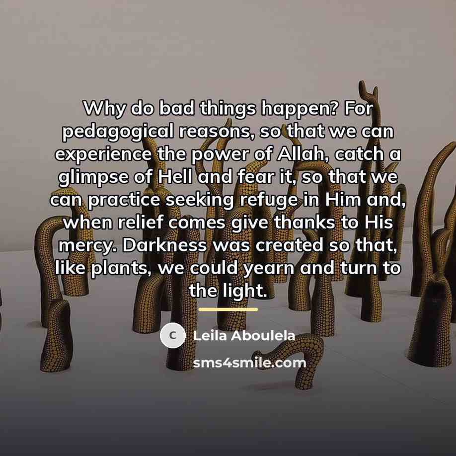 “Why do bad things happen? For pedagogical reasons, so that…” quote by Leila Aboulela