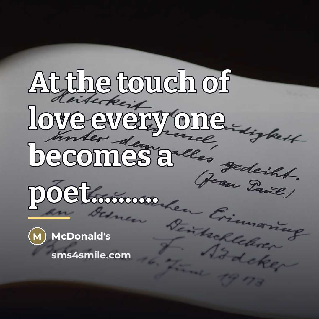 “At the touch of love every one becomes a poet..........…” quote by Anonymous