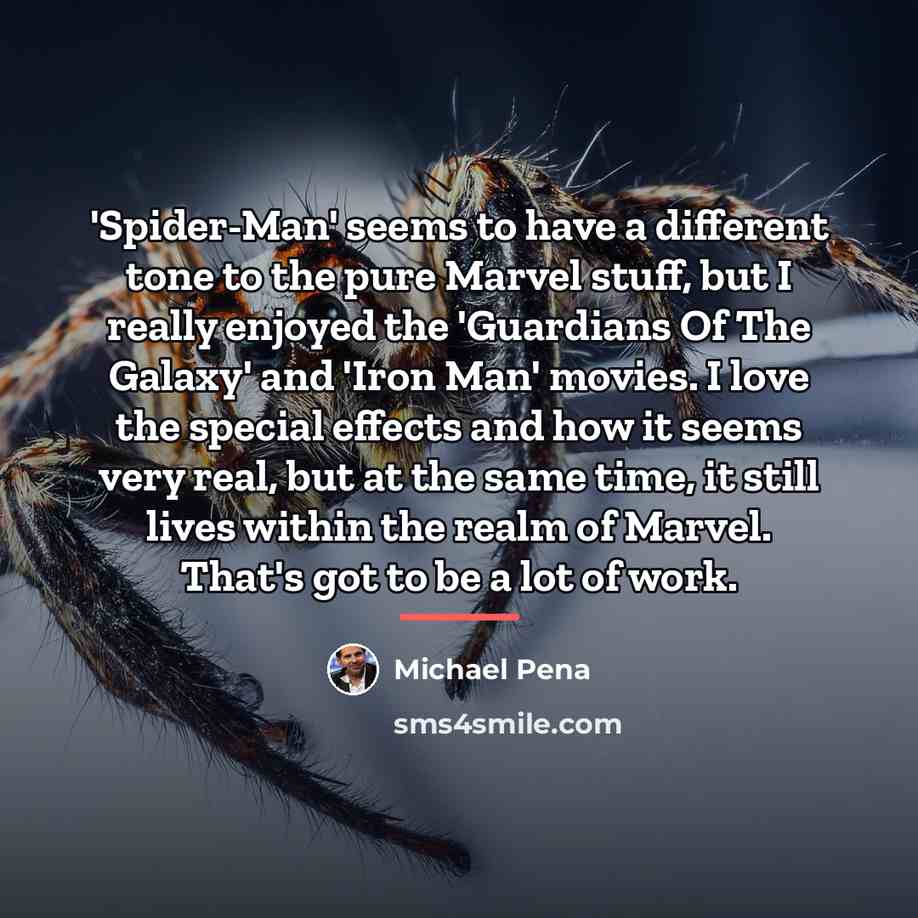“'Spider-Man' seems to have a different tone to the pure…” quote by Michael Pena