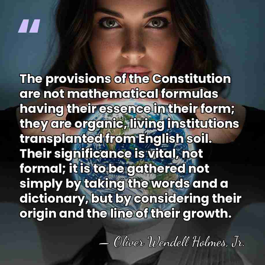 The provisions of the Constitution are not mathematical formulas having their essence&hellip; - Oliver Wendell Holmes, Jr.