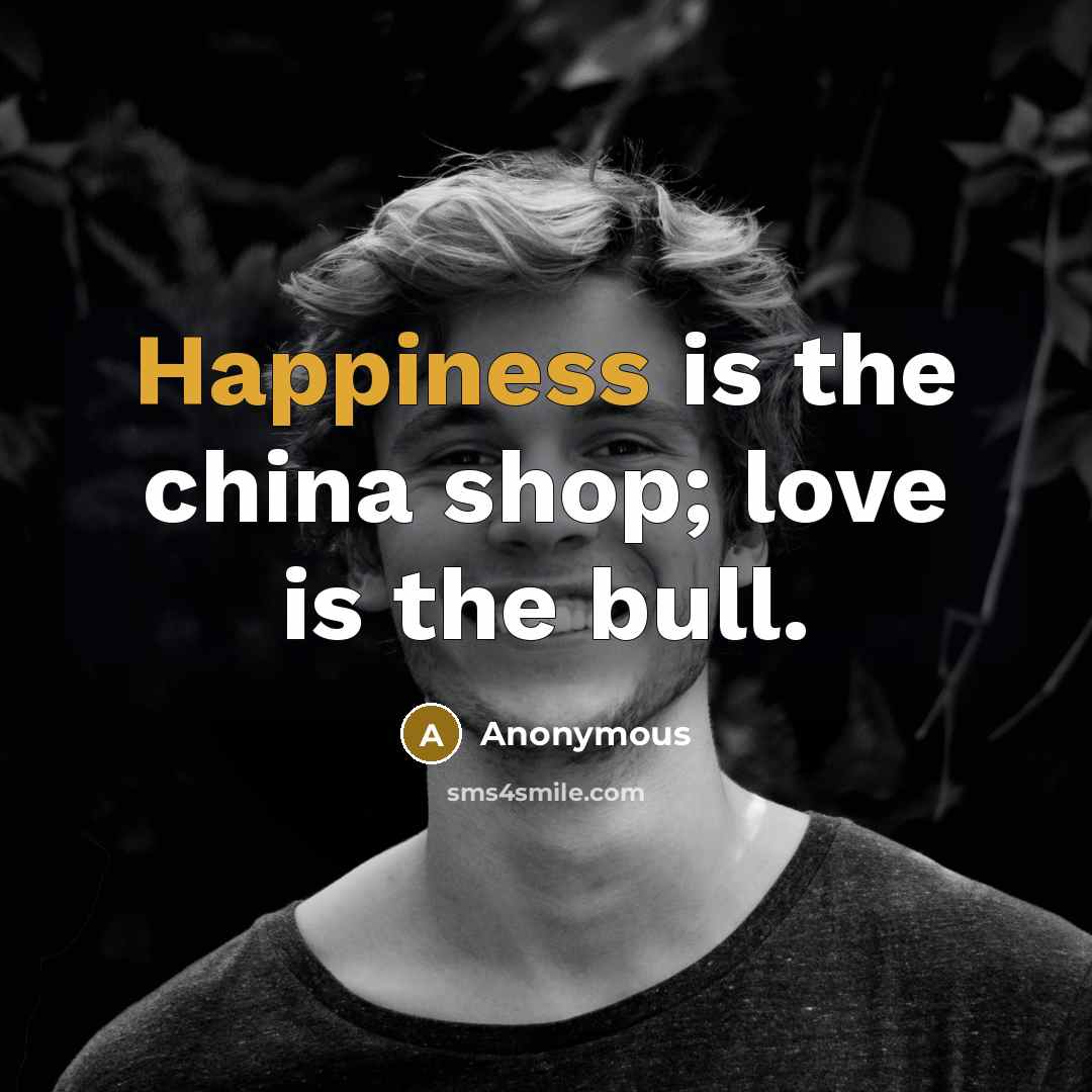 “Happiness is the china shop; love is the bull.…” quote by Anonymous