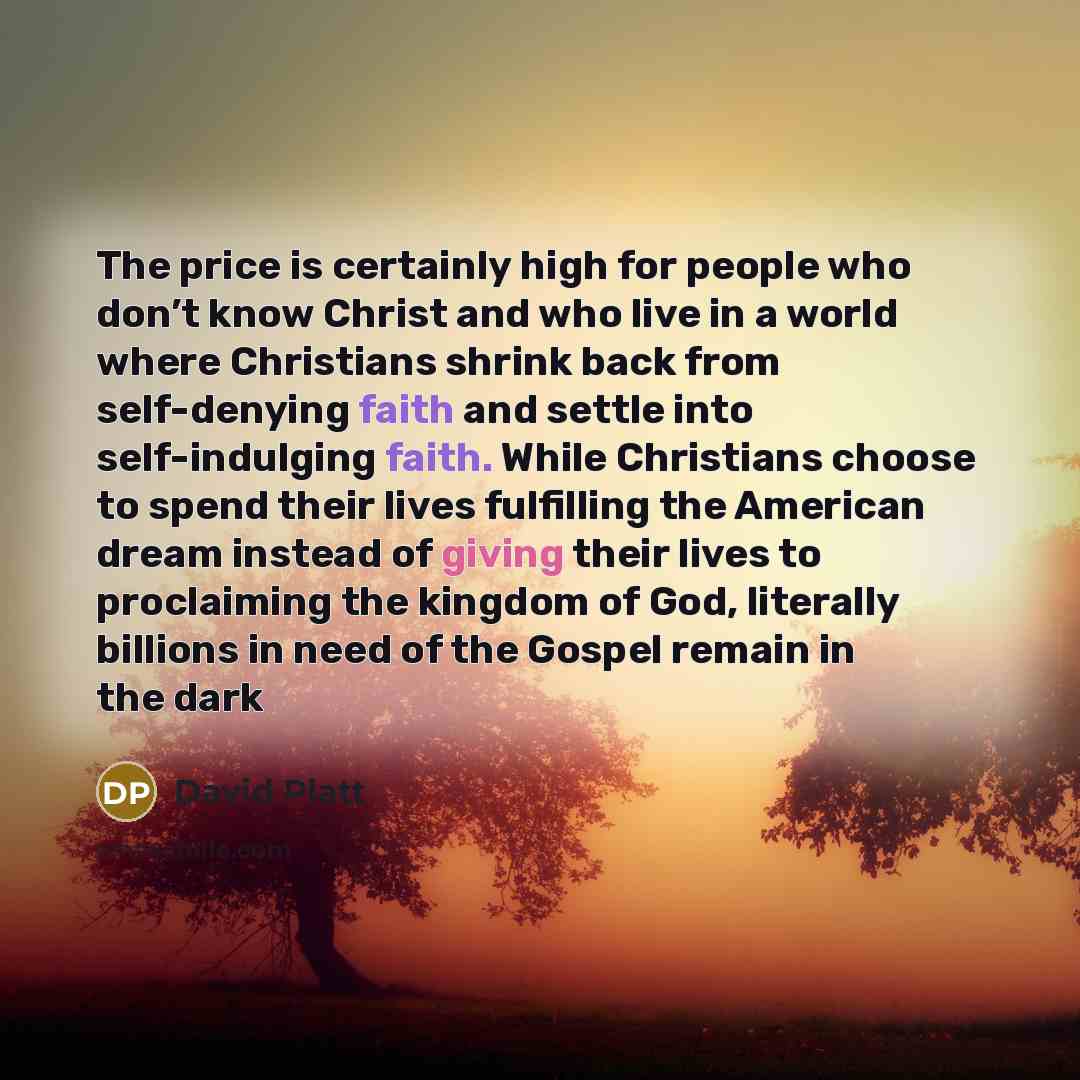“The price is certainly high for people who don’t know…” quote by David Platt
