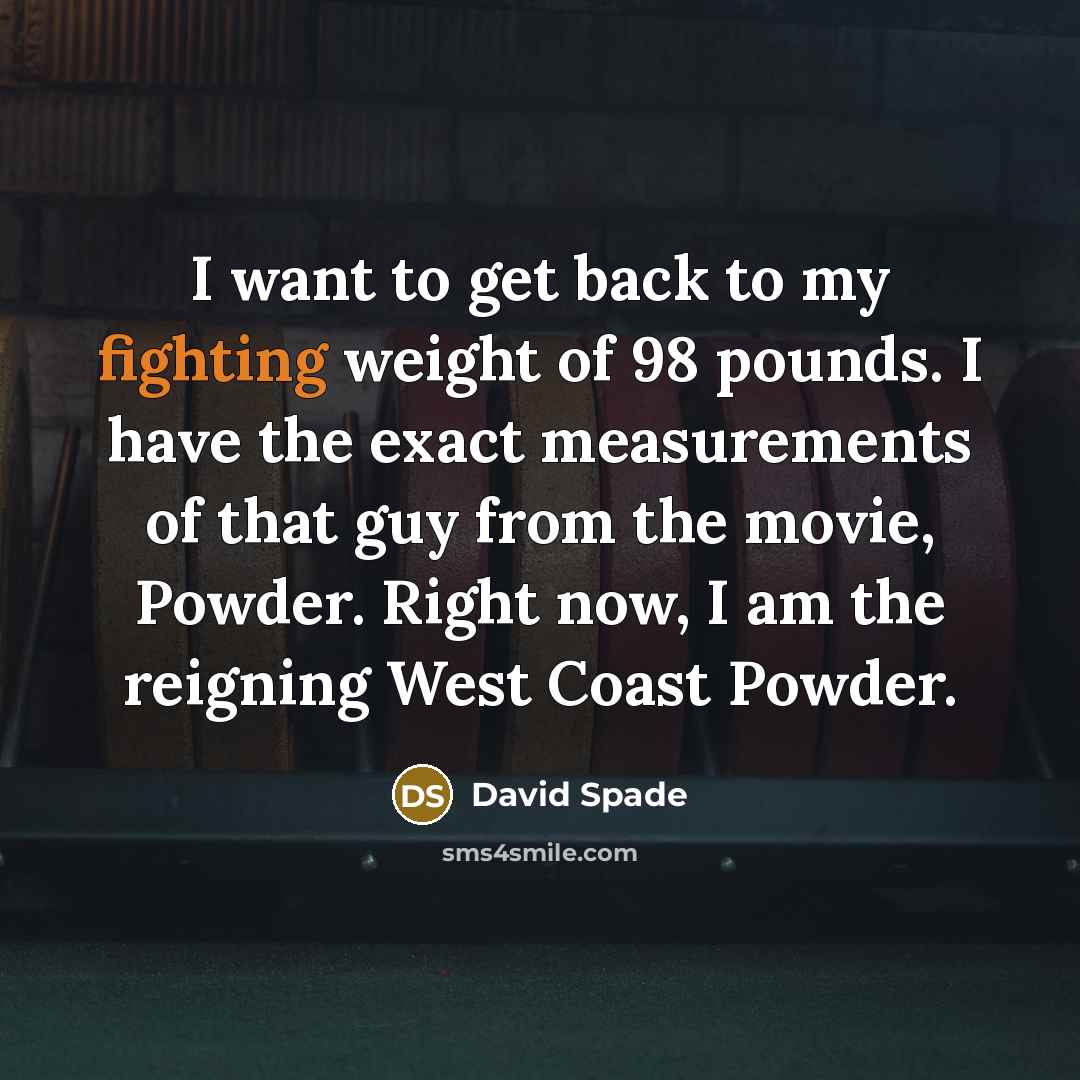 “I want to get back to my fighting weight of…” quote by David Spade