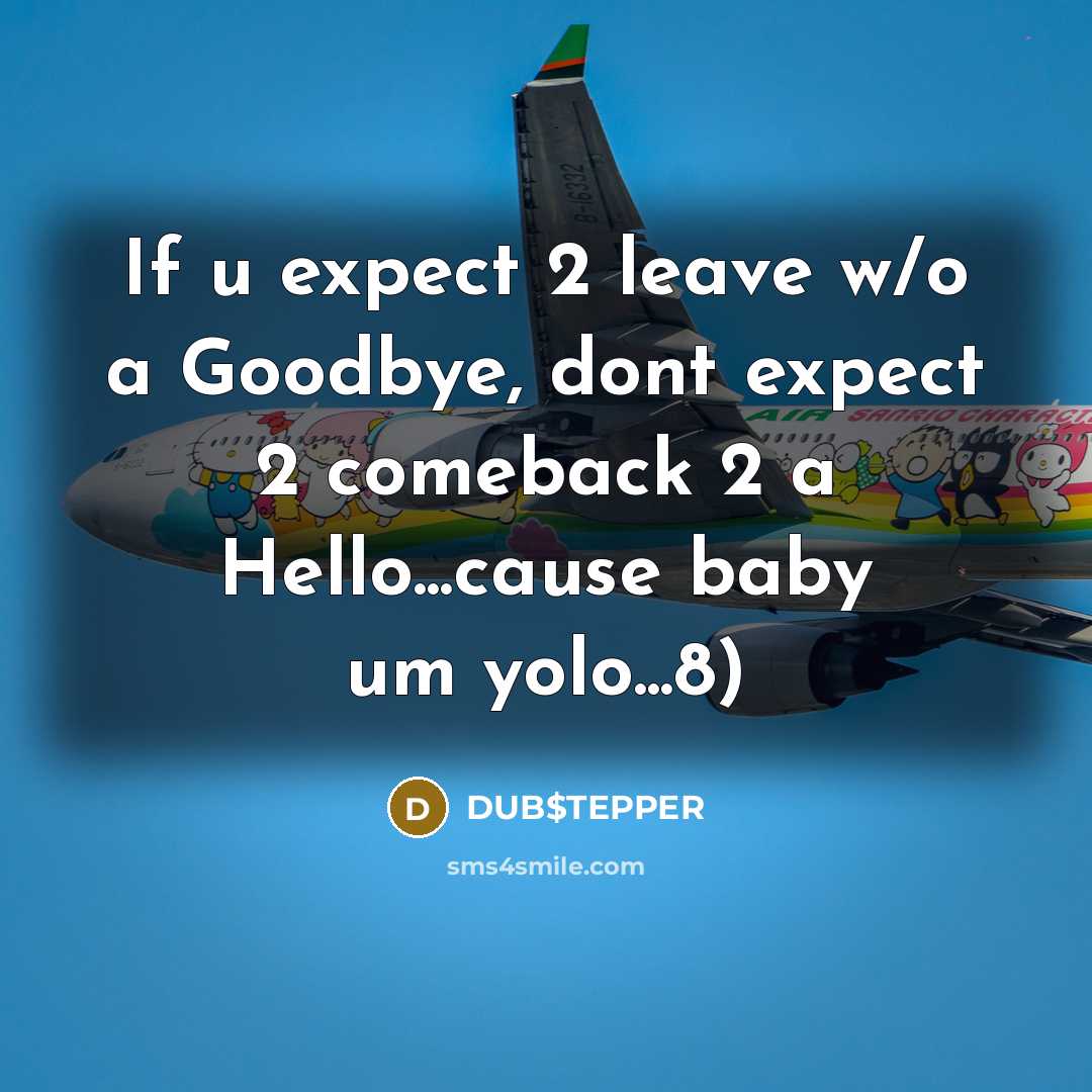 “If u expect 2 leave w/o a Goodbye, dont expect 2 comeback 2 a Hello...cause baby um yolo...8)” quote by DUB$TEPPER