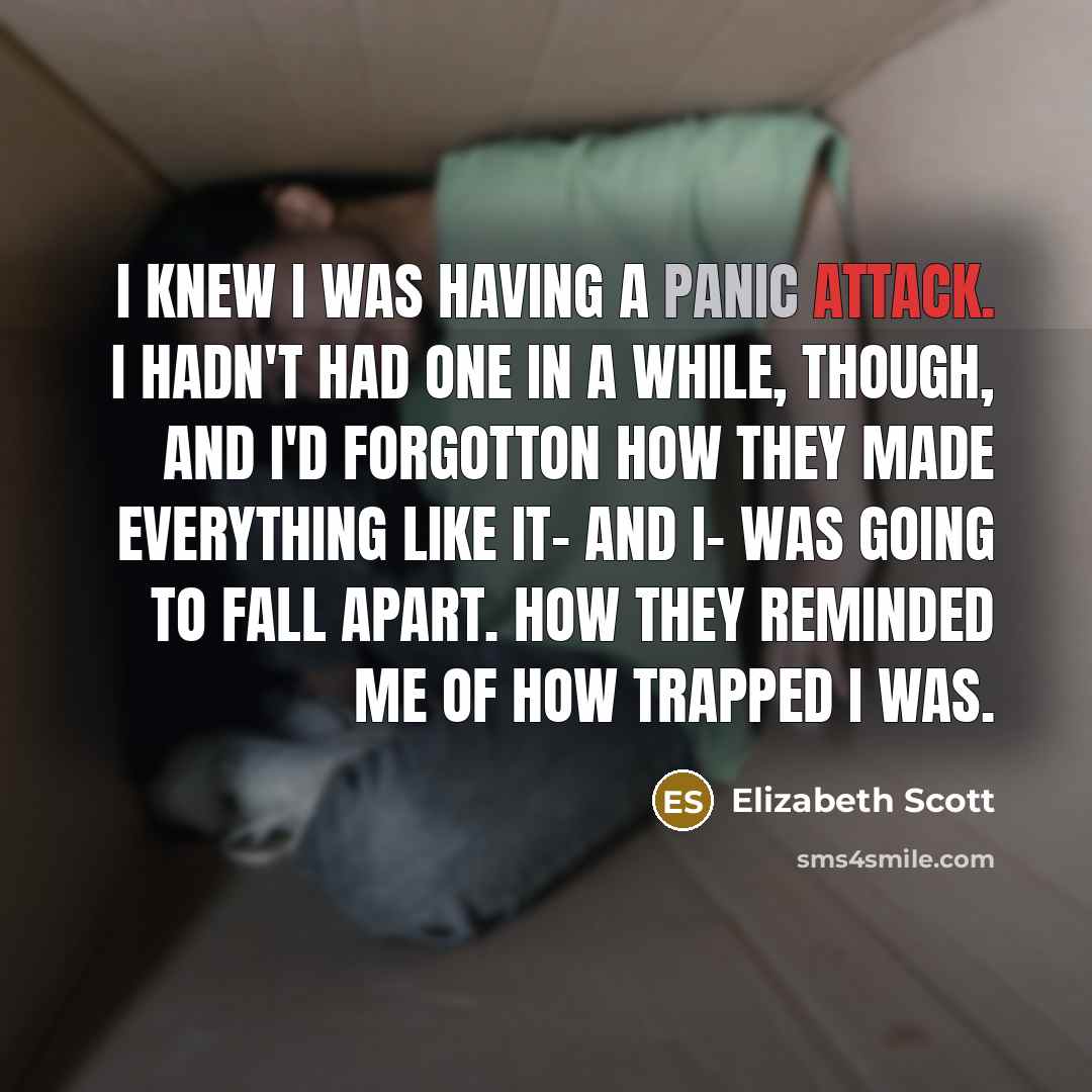 “I knew I was having a panic attack. I hadn't…” quote by Elizabeth Scott