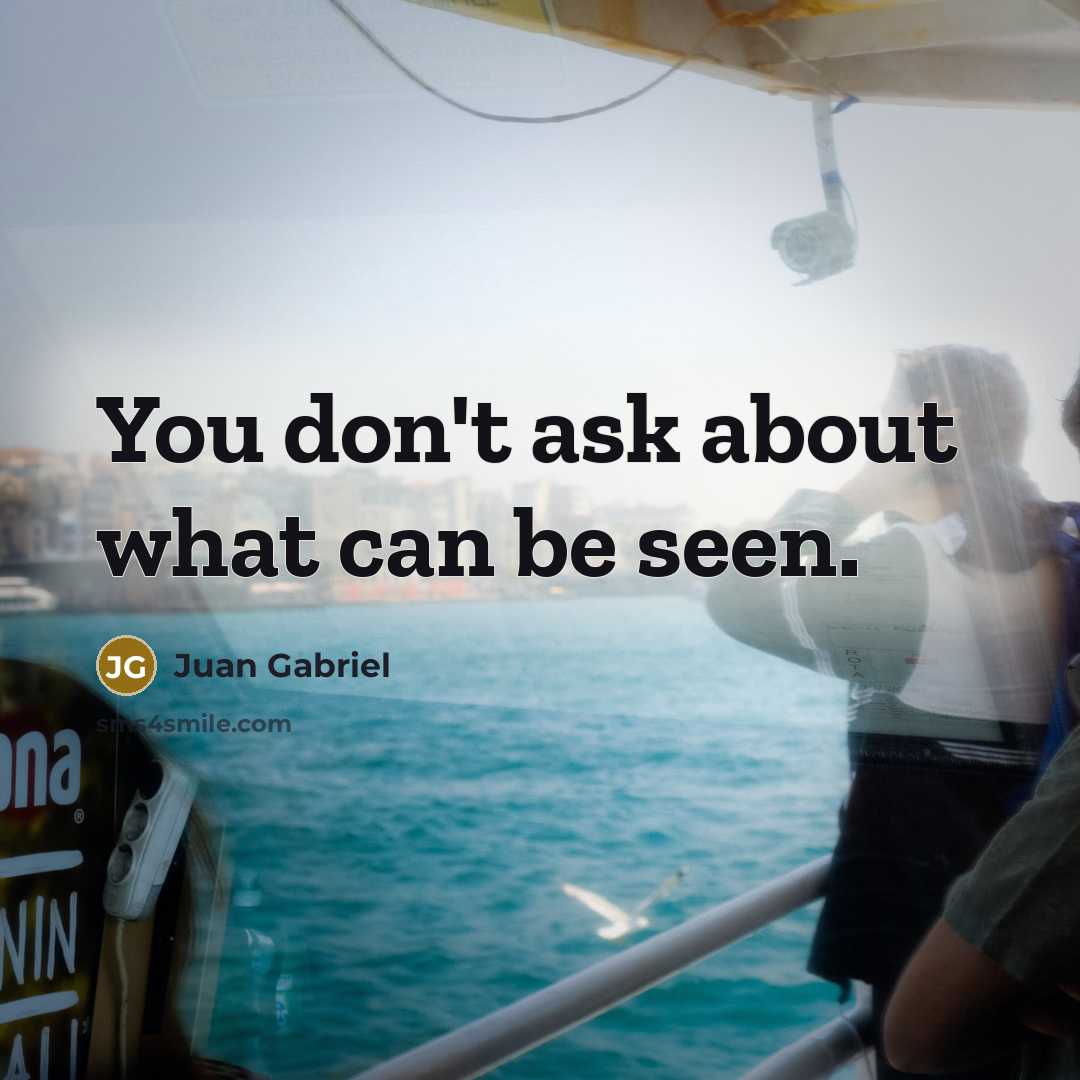 “You don't ask about what can be seen.…” quote by Juan Gabriel
