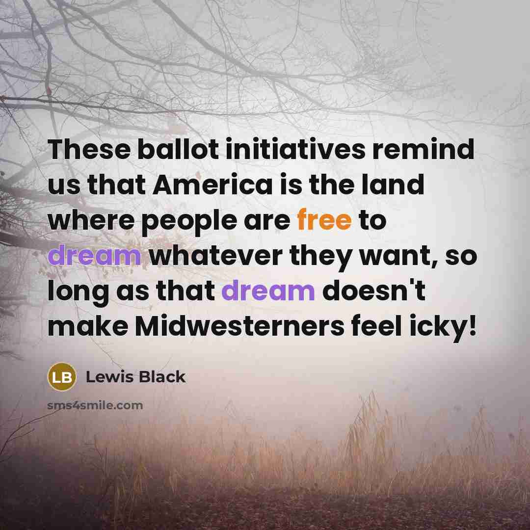 “These ballot initiatives remind us that America is the land…” quote by Lewis Black