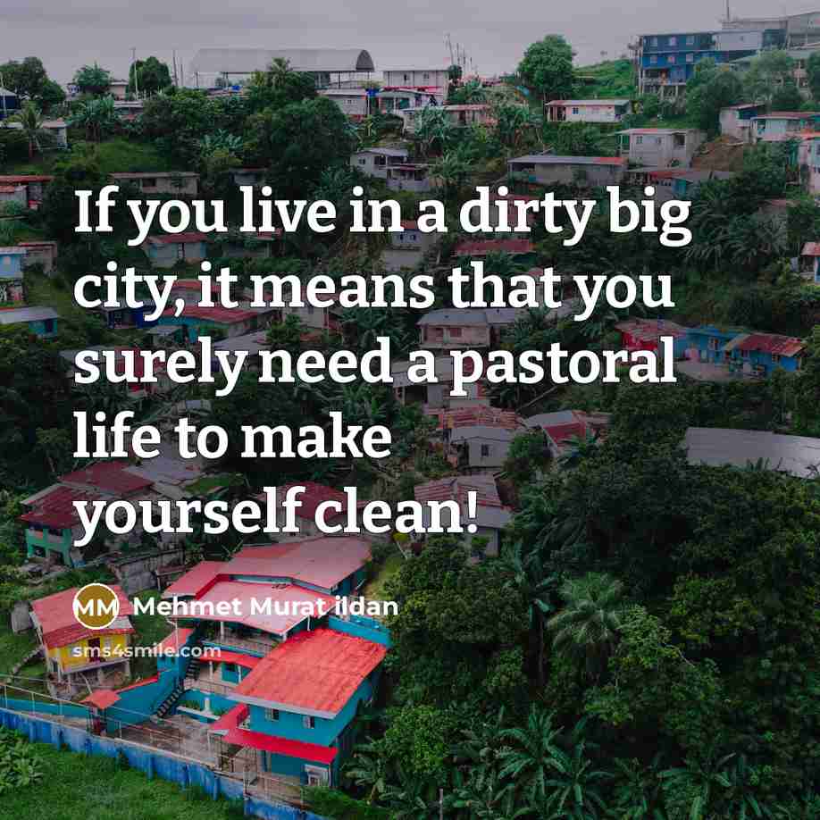 “If you live in a dirty big city, it means…” quote by Mehmet Murat Ildan