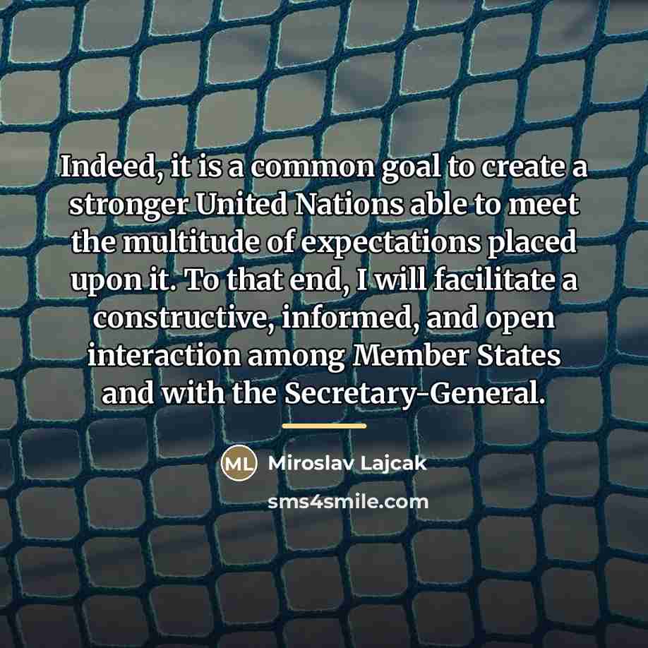 “Indeed, it is a common goal to create a stronger…” quote by Miroslav Lajcak