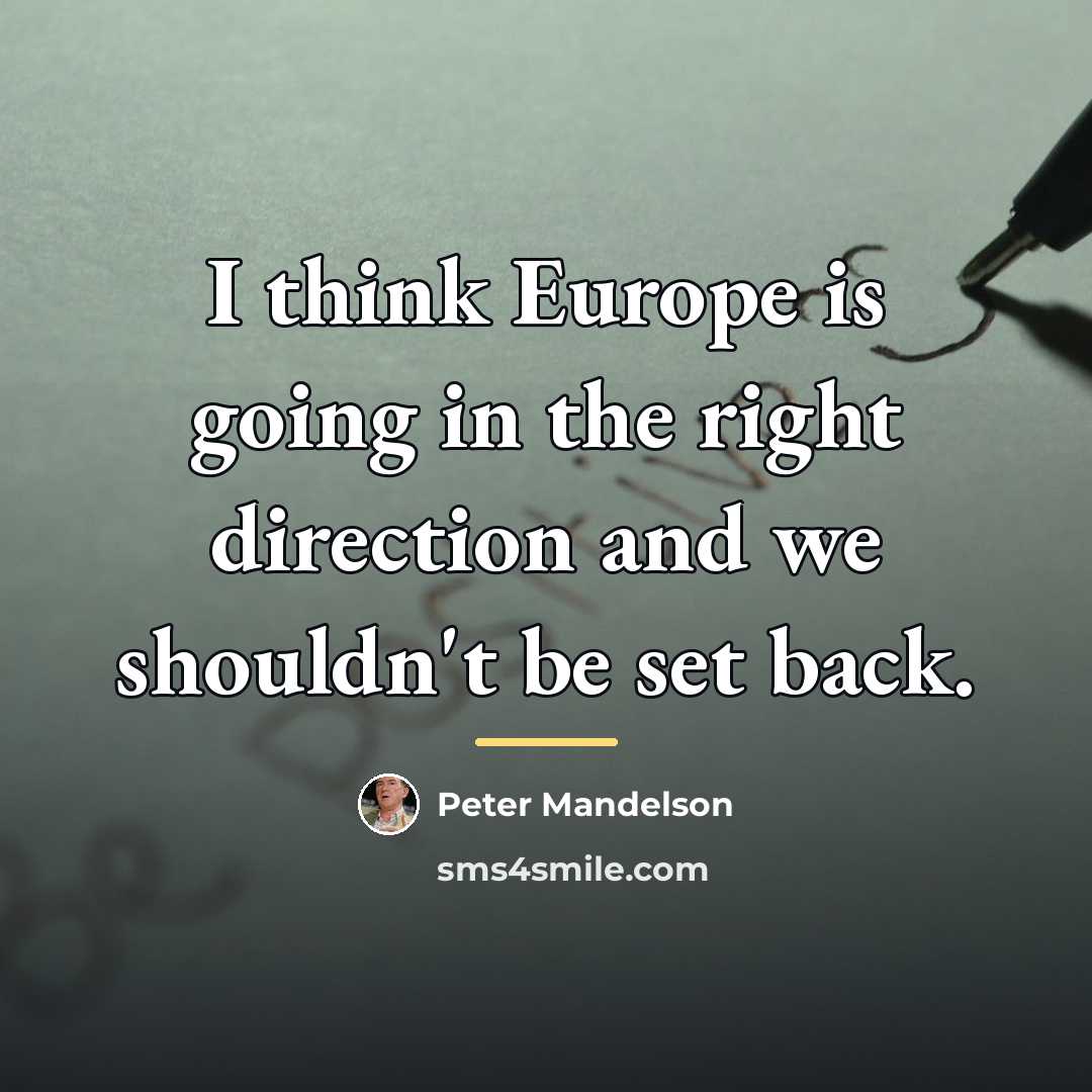 “I think Europe is going in the right direction and…” quote by Peter Mandelson