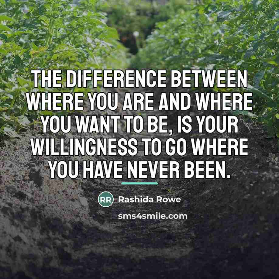 “The difference between where you are and where you want…” quote by Rashida Rowe