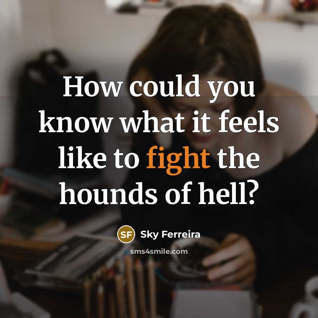 “How could you know what it feels like to fight…” quote by Sky Ferreira