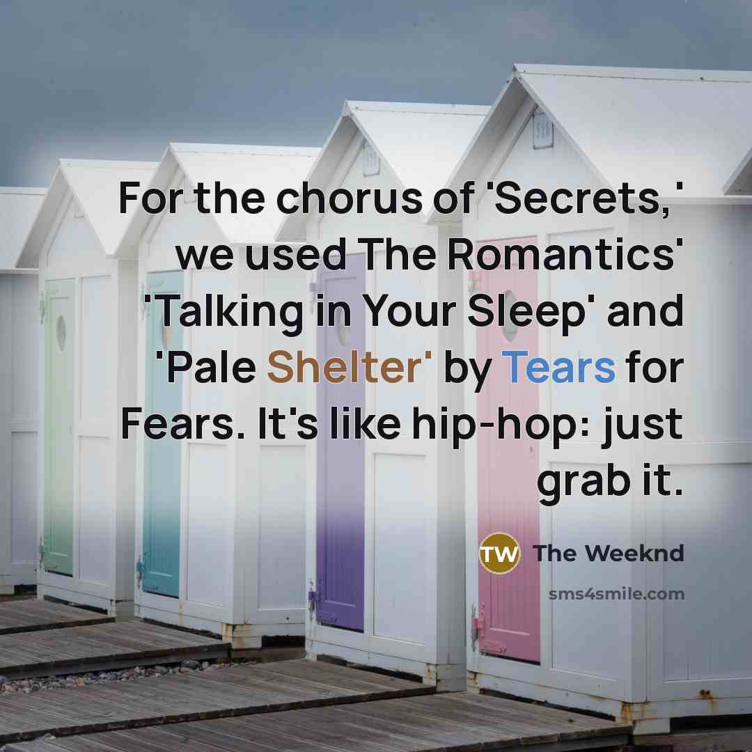 “For the chorus of 'Secrets,' we used The Romantics' 'Talking…” quote by The Weeknd