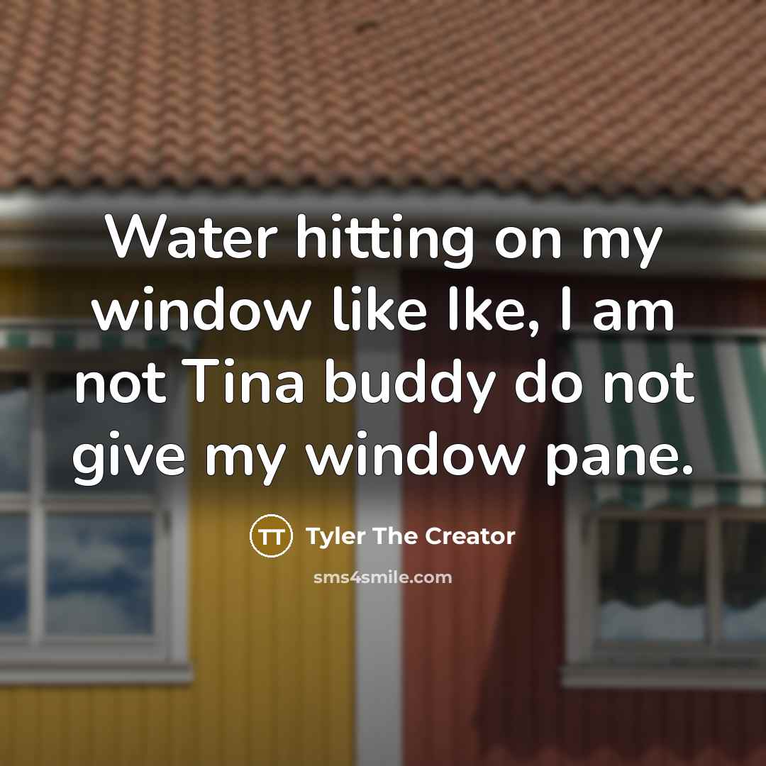 “Water hitting on my window like Ike, I am not…” quote by Tyler The Creator