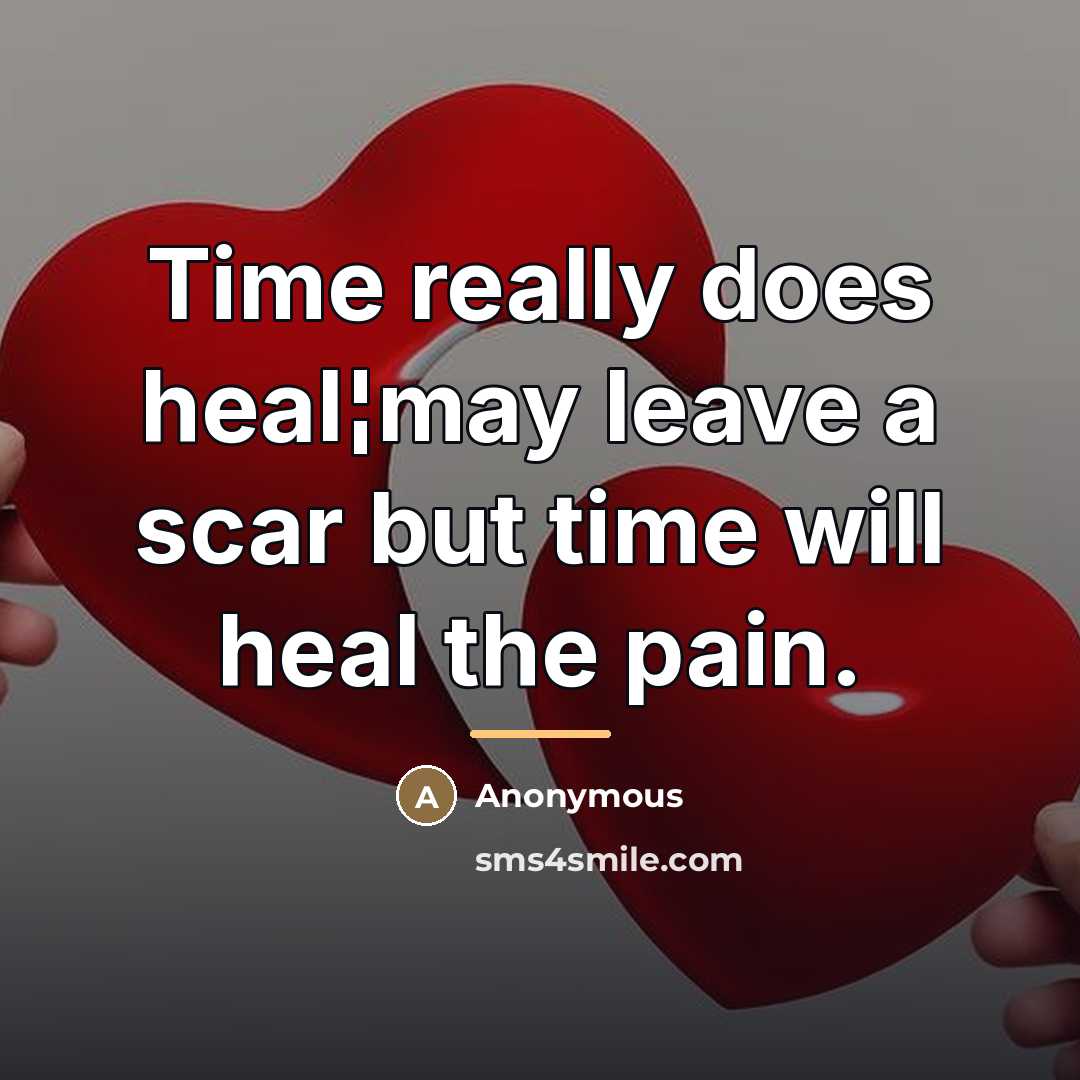 “Time really does heal¦may leave a scar but time will…” quote by Anonymous