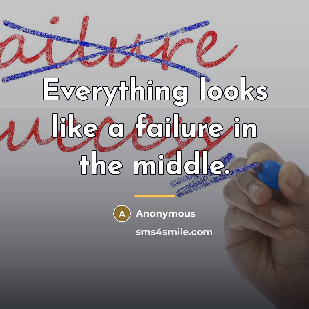 “Everything looks like a failure in the middle.…” quote by Anonymous