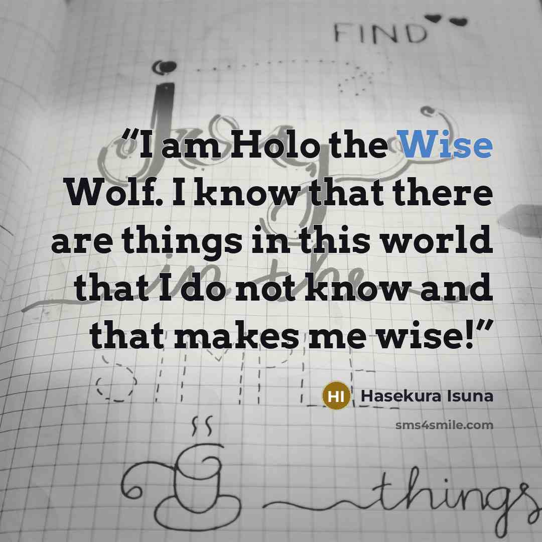 “I am Holo the Wise Wolf. I know that there are things in this world that I do not know and that makes me wise!” quote by Hasekura Isuna