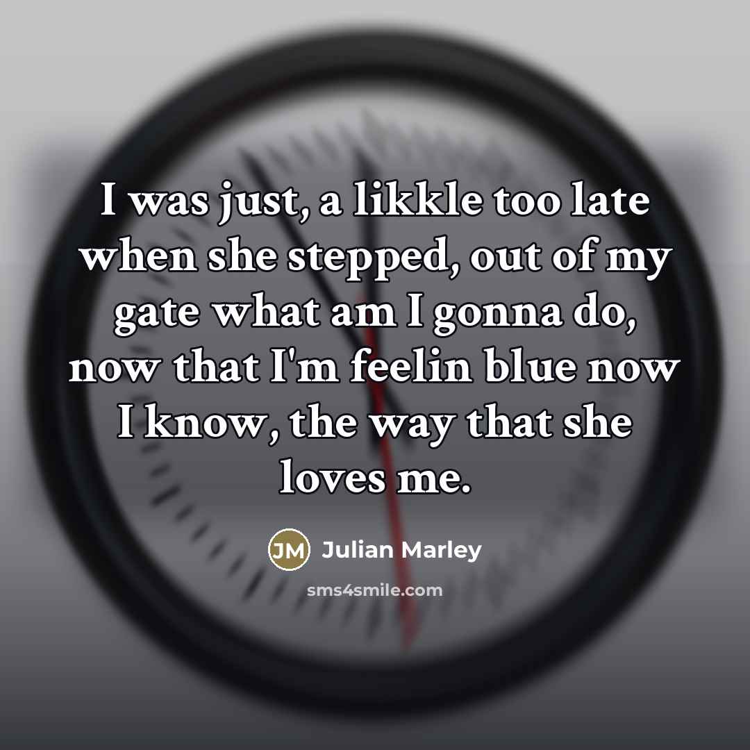 “I was just, a likkle too late when she stepped,…” quote by Julian Marley