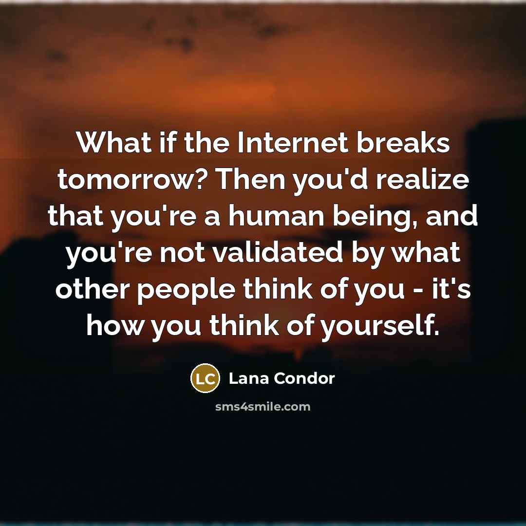 “What if the Internet breaks tomorrow? Then you'd realize that…” quote by Lana Condor