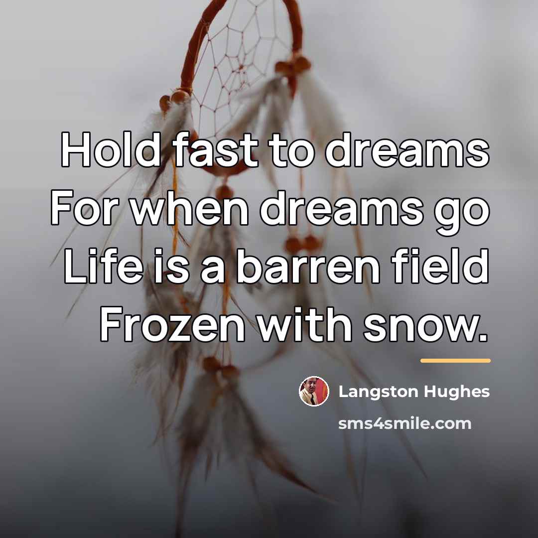“Hold fast to dreams For when dreams go Life is…” quote by Langston Hughes