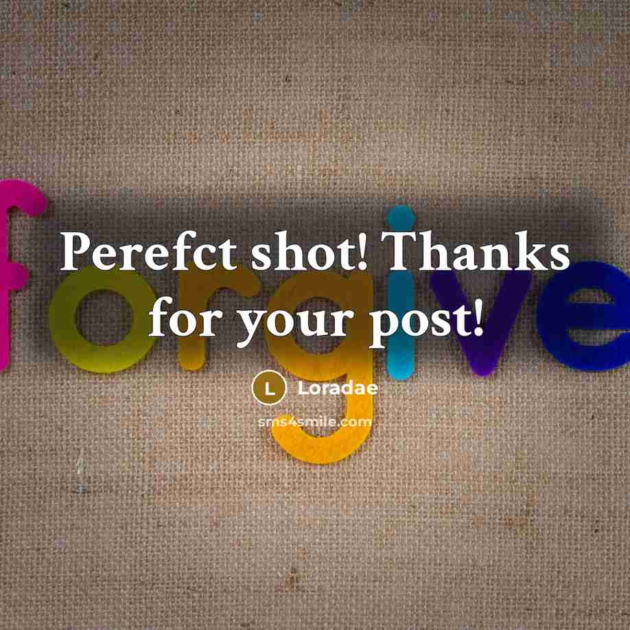 “Perefct shot! Thanks for your post!” quote by Loradae