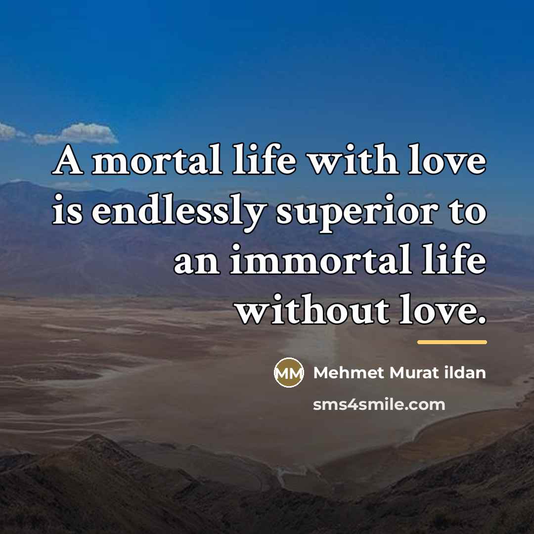 “A mortal life with love is endlessly superior to an…” quote by Mehmet Murat Ildan