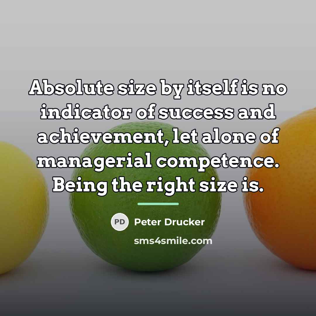 “Absolute size by itself is no indicator of success and…” quote by Peter Drucker