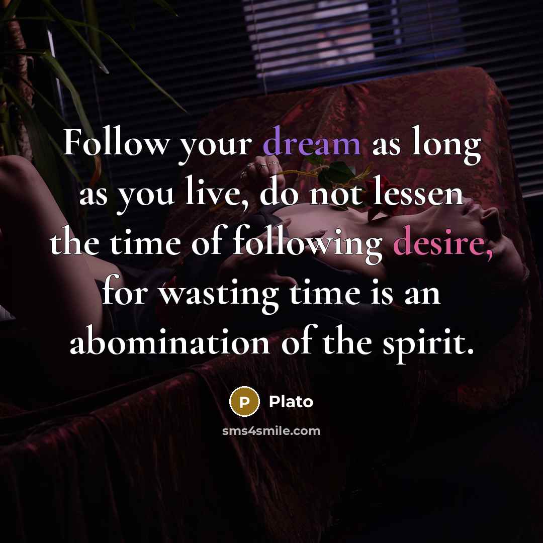 “Follow your dream as long as you live, do not…” quote by Plato