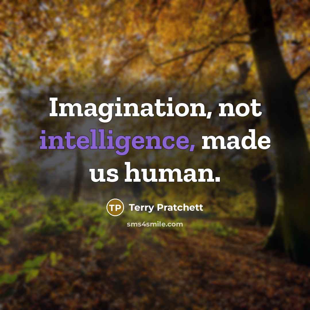 “Imagination, not intelligence, made us human.” quote by Terry Pratchett