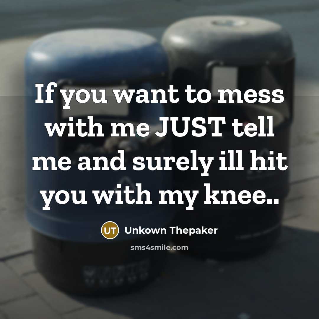 “If you want to mess with me JUST tell me and surely ill hit you with my knee..” quote by Unkown Thepaker