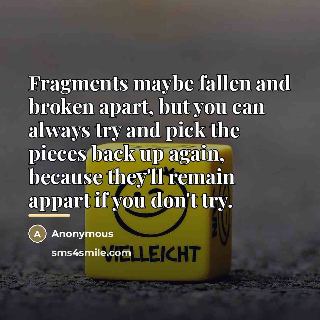 “Fragments maybe fallen and broken apart, but you can always…” quote by Anonymous