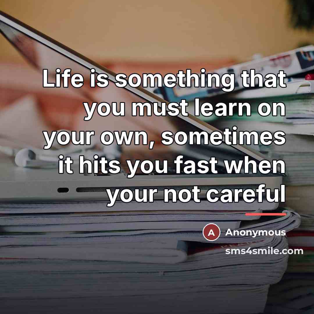 “Life is something that you must learn on your own,…” quote by Anonymous