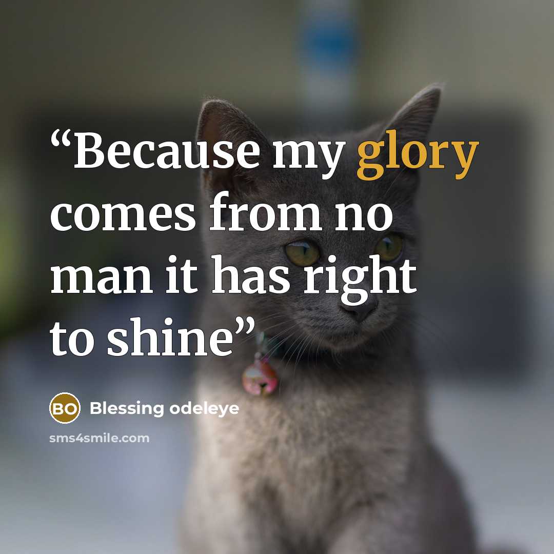 “Because my glory comes from no man it has right to shine” quote by Blessing odeleye