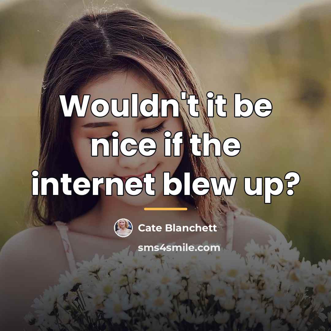 “Wouldn't it be nice if the internet blew up?…” quote by Cate Blanchett