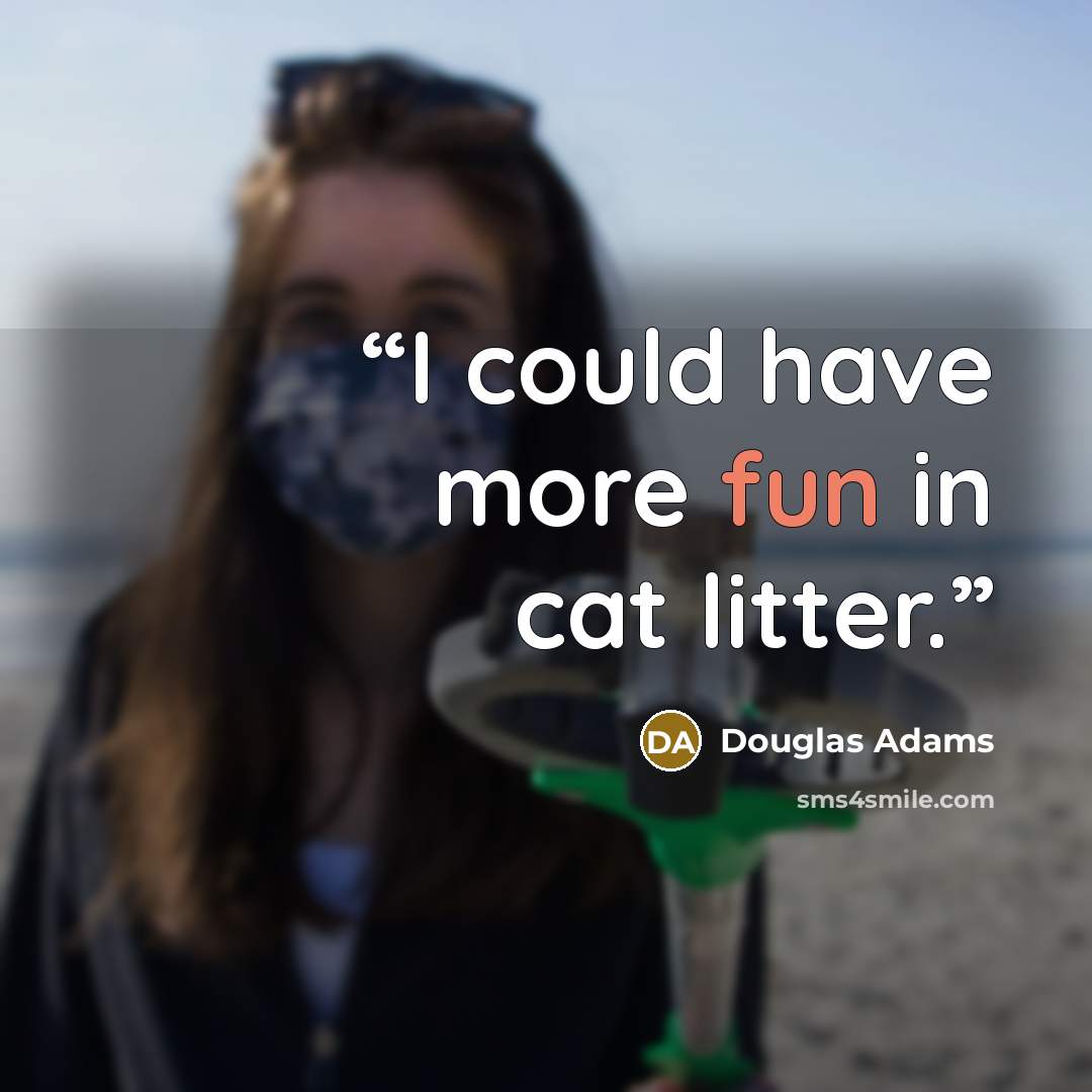 “I could have more fun in cat litter.” quote by Douglas Adams