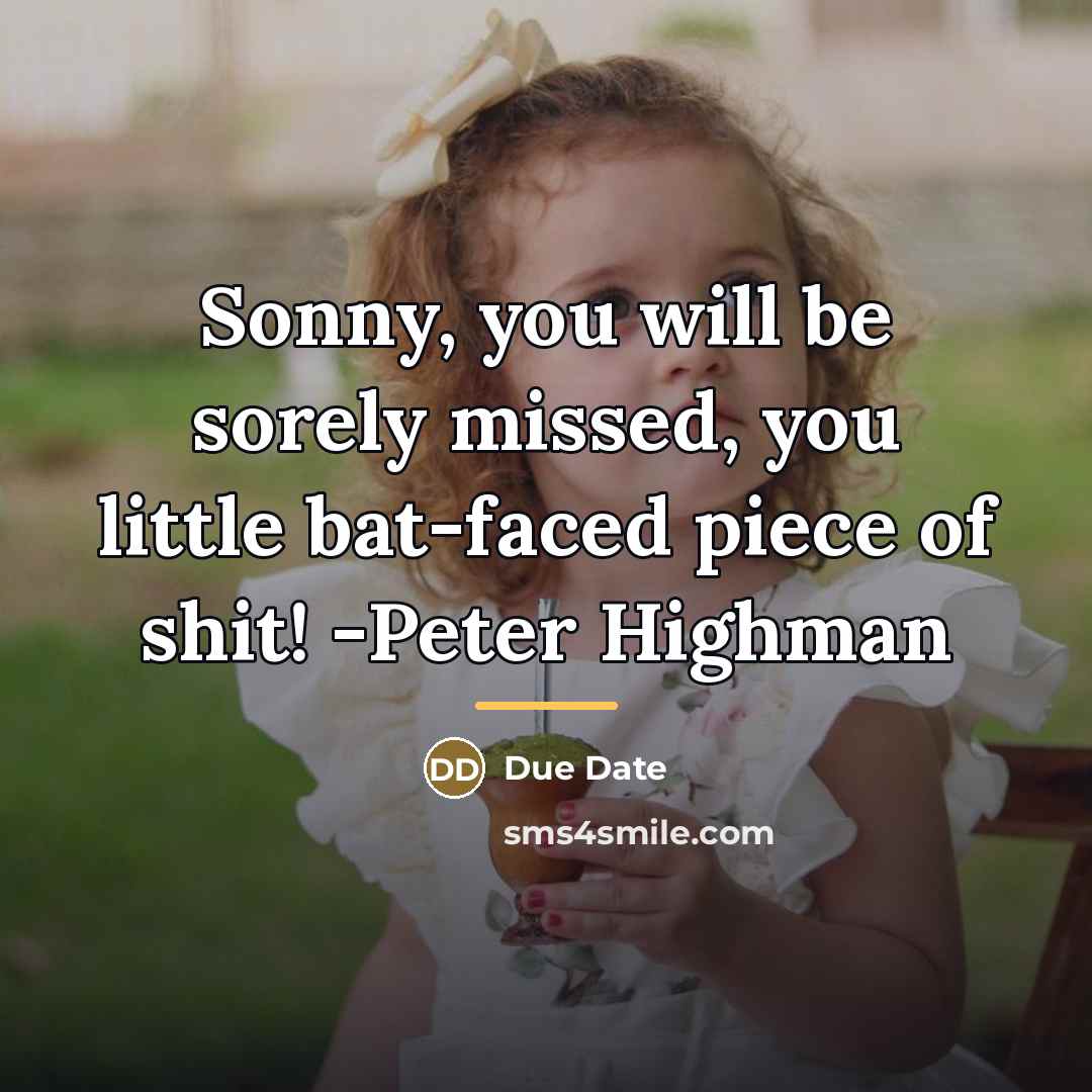 “Sonny, you will be sorely missed, you little bat-faced piece…” quote by Due Date