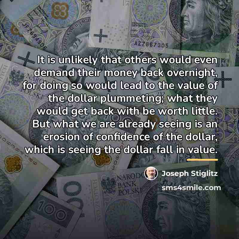 “It is unlikely that others would even demand their money…” quote by Joseph Stiglitz